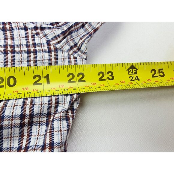 Tommy Hilfiger Custom Fit Medium Mens White Blue Burgundy Check Logo Long Sleeve - Picture 2 of 11